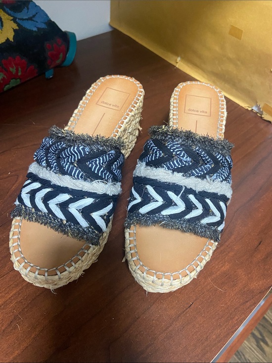 Dolce Vita Shoes - Dolce Vita Black and Natural Braided Espadrille Platform Sandals